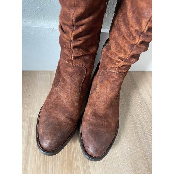 Born Boots Women's 7.5 M Rust Brown Suede Leather Knee High Tall Slouch Riding - Picture 9 of 10